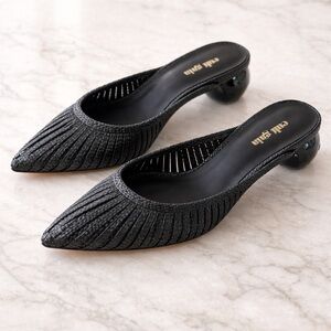 Cult Gaia Black Textured Mules